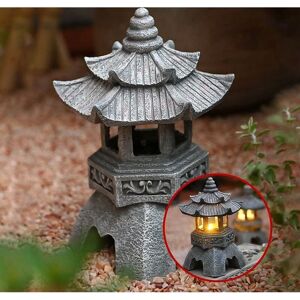 YMYNY Linterna Solar Pagoda - 26x14x14 cm - LED ámbar - Decoración de jardín YMYNY Linterna Solar Pagoda - 26x14x14 cm - LED ámbar - Decoración de jardín