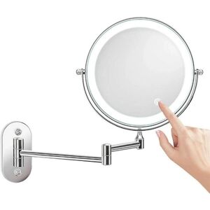 Ymyny - Crediri Espejo LED de 8in en pared - 1X/10X - Espejo de maquillaje Ymyny - Crediri Espejo LED de 8in en pared - 1X/10X - Espejo de maquillaje