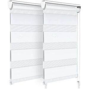 VOUNOT Set of 2 Zebra Roller Blind Double Fabric - Day and Night - White VOUNOT Set of 2 Zebra Roller Blind Double Fabric - Day and Night - White