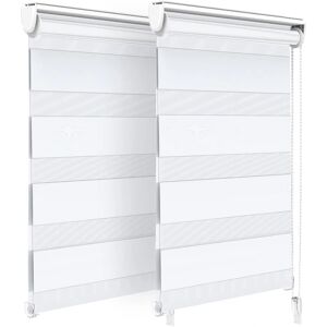 VOUNOT White Double Fabric Zebra Roller Blind - Roller blind VOUNOT White Double Fabric Zebra Roller Blind - Roller blind