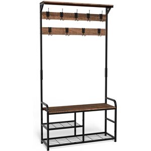 Vounot Staande Kapstok met Schoenopbergvak en Bank - 185x85x33cm Vounot Staande Kapstok met Schoenopbergvak en Bank - 185x85x33cm
