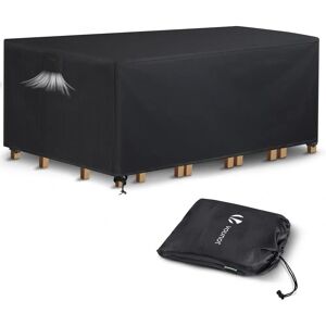 VOUNOT Garden Furniture Cover 213x132x73cm Waterproof Black - Garden Furniture Cover VOUNOT Garden Furniture Cover 213x132x73cm Waterproof Black - Garden Furniture Cover