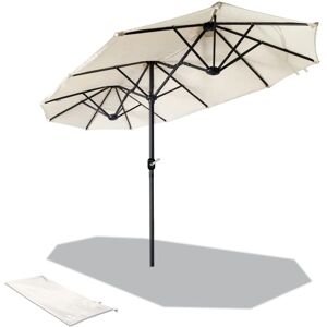 VOUNOT Beige Double Garden Parasol with Crank - 300x150cm VOUNOT Beige Double Garden Parasol with Crank - 300x150cm