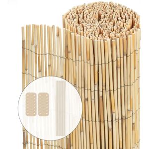 VOUNOT Natural Peeled Reed Fence 100x600cm with Fixing Clips Garden Panel Fence - Fence VOUNOT Natural Peeled Reed Fence 100x600cm with Fixing Clips Garden Panel Fence - Fence
