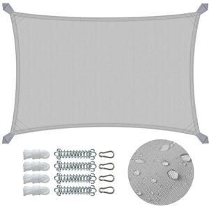 VOUNOT Sail Ombreggiante Rectangulaire Gris Clair 3x2m - Shade Sail - Publicité VOUNOT Sail Ombreggiante Rectangulaire Gris Clair 3x2m - Shade Sail - Publicité