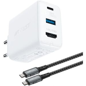 Chargeur USB 2-en-1 Acefast - GaN 65W, HDMI 4K - Blanc Chargeur USB 2-en-1 Acefast - GaN 65W, HDMI 4K - Blanc