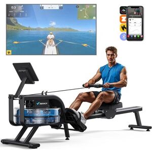 Merach Apartment Water Resistance Rowing Machine - Bluetooth, Foldable, Black Merach Apartment Water Resistance Rowing Machine - Bluetooth, Foldable, Black