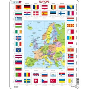 Puzzle Carte et Drapeaux de l'Europe Larsen - 70 Pièces - Publicité Puzzle Carte et Drapeaux de l'Europe Larsen - 70 Pièces - Publicité