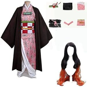 Demon Slayer Nezuko Cosplay Kostume - Paryk Inkluderet Demon Slayer Nezuko Cosplay Kostume - Paryk Inkluderet