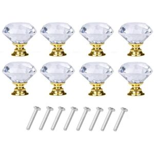 INF Boutons en verre en forme de diamant - 8 pièces - Transparent / Or INF Boutons en verre en forme de diamant - 8 pièces - Transparent / Or