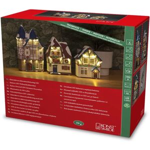 Casas de fibra óptica LED Konstsmide, set de 3 - Decoración de pueblo navideño Casas de fibra óptica LED Konstsmide, set de 3 - Decoración de pueblo navideño