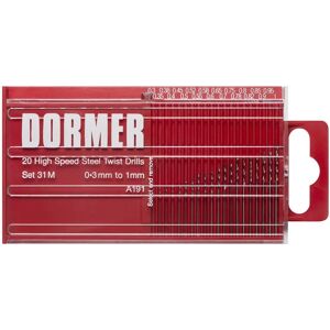 Dormer A191 Drill Bits Set - High-Speed Steel, 20 pcs, 0.3-1mm Dormer A191 Drill Bits Set - High-Speed Steel, 20 pcs, 0.3-1mm