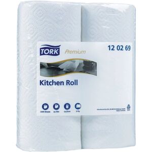Serviettes en papier Tork - Blanc, 2 rouleaux, 64 feuilles chacun - Publicité Serviettes en papier Tork - Blanc, 2 rouleaux, 64 feuilles chacun - Publicité