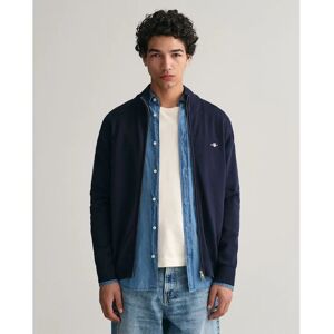 Cardigã casual de algodão GANT com fecho éclair (8030164) - azul da noite Cardigã casual de algodão GANT com fecho éclair (8030164) - azul da noite