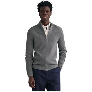 GANT Cotton piqué cardigan (8040524) - Full Zip Sweater grey GANT Cotton piqué cardigan (8040524) - Full Zip Sweater grey