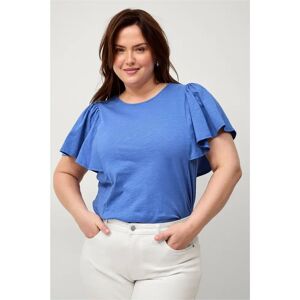 Ellos Plus collection Alma Blå Kort volangärm - Top Ellos Plus collection Alma Blå Kort volangärm - Top