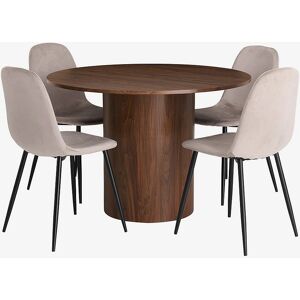 &Home - Brun matsalsset - 1 Bord + 4 Stolar &Home - Brun matsalsset - 1 Bord + 4 Stolar