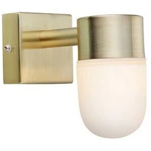 Applique Murale Menton - Laiton Brossé et Verre Blanc - Éclairage Salle de Bain - Publicité Applique Murale Menton - Laiton Brossé et Verre Blanc - Éclairage Salle de Bain - Publicité