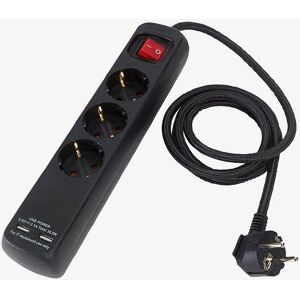 PR Home 3-udtagets forlængerledning med USB - Sort PR Home 3-udtagets forlængerledning med USB - Sort