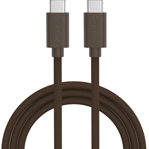 Smartline 60W USB-C til USB-C flettet kabel - 2m - Mørkebrun - Opladning & Data Smartline 60W USB-C til USB-C flettet kabel - 2m - Mørkebrun - Opladning & Data