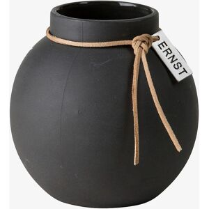 ERNST Vase - Lille rund stentøj med læderbånd - Grå ERNST Vase - Lille rund stentøj med læderbånd - Grå