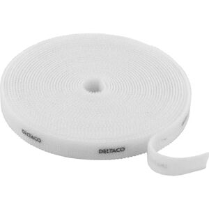Deltaco Valkoinen Velcro-kaapelikela - 5m, uudelleenkäytettävä, 10mm Deltaco Valkoinen Velcro-kaapelikela - 5m, uudelleenkäytettävä, 10mm