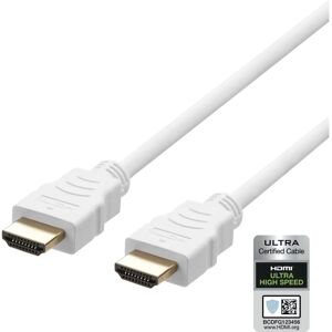 Deltaco Ultra High Speed HDMI-kabel - 2m - Hvit - Støtter 4K/8K - HDMI Type A Deltaco Ultra High Speed HDMI-kabel - 2m - Hvit - Støtter 4K/8K - HDMI Type A