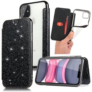SKALO iPhone 11 Pro Max Pungtaske - Ultra tynd med glitter sort SKALO iPhone 11 Pro Max Pungtaske - Ultra tynd med glitter sort