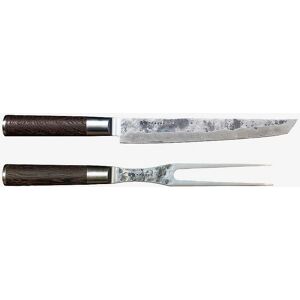 Satake - Takohiki Tranchersæt - VG-10 Stål - 23cm Kniv, 20cm Gaffel - Sølv Satake - Takohiki Tranchersæt - VG-10 Stål - 23cm Kniv, 20cm Gaffel - Sølv