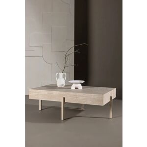 Vind Vadholmen - Couchtisch - Travertin-Effekt MDF und Metall - 80x130cm Vind Vadholmen - Couchtisch - Travertin-Effekt MDF und Metall - 80x130cm