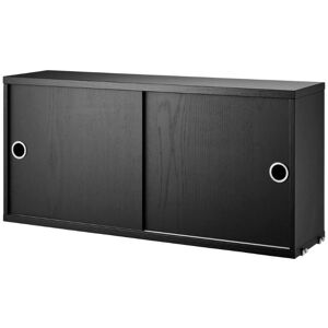 Cabinet à portes coulissantes en frêne teinté - 78cm - Rangement - Publicité Cabinet à portes coulissantes en frêne teinté - 78cm - Rangement - Publicité
