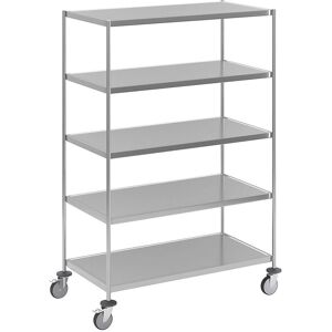 Kongamek Edelstahlwagen - 5 Böden, 1050x550mm, Gummibereifung mit Bremse Kongamek Edelstahlwagen - 5 Böden, 1050x550mm, Gummibereifung mit Bremse