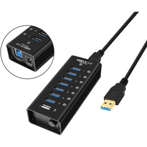 NÖRDIC - 8-Port USB Hub - Musta - USB 3.2 Gen1 - USB hub NÖRDIC - 8-Port USB Hub - Musta - USB 3.2 Gen1 - USB hub