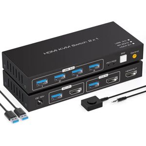Nördic Nördic KVM Switch - HDMI 2, 8K60Hz, 4K120Hz, USB 3.1, HDR10 Nördic Nördic KVM Switch - HDMI 2, 8K60Hz, 4K120Hz, USB 3.1, HDR10