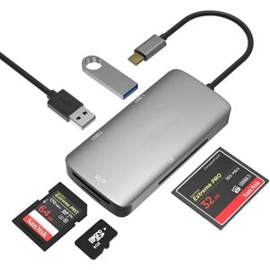 NÖRDIC 1 til 5 USB-C adapter SD/TF og CF kortlæser med 2xUSB3.0 op til 5Gbps UHS-I NÖRDIC 1 til 5 USB-C adapter SD/TF og CF kortlæser med 2xUSB3.0 op til 5Gbps UHS-I