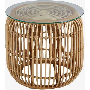 Brafab Vallda Sidobord - Diameter 49cm, Naturligt Rattan, Glasskiva Brafab Vallda Sidobord - Diameter 49cm, Naturligt Rattan, Glasskiva