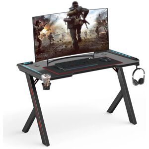 Escritorio Gaming UNHO con LED RGB, fibra de carbono, 120cm - Grande Escritorio Gaming UNHO con LED RGB, fibra de carbono, 120cm - Grande