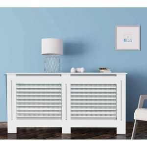 UNHO White MDF Radiator Cover - 152x19x92cm Modern Shelf UNHO White MDF Radiator Cover - 152x19x92cm Modern Shelf