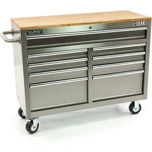 Carro de herramientas HBM con encimera de madera - 117cm Acero inoxidable Carro de herramientas HBM con encimera de madera - 117cm Acero inoxidable