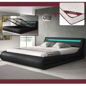 MUEBLES BONITOS Divano Letto con Materasso - LED RGB 160x200 - Nero MUEBLES BONITOS Divano Letto con Materasso - LED RGB 160x200 - Nero