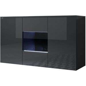 MUEBLES BONITOS Luke A2 Credence Noire Brillante - Publicité MUEBLES BONITOS Luke A2 Credence Noire Brillante - Publicité