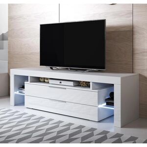 Meuble TV Blanc Moderne Selma - 160x53x35cm - Publicité Meuble TV Blanc Moderne Selma - 160x53x35cm - Publicité