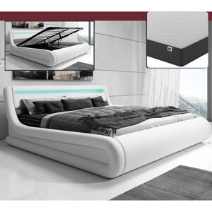 MUEBLES BONITOS - Cama con Colchón - Madera y Polipiel - 182x226cm MUEBLES BONITOS - Cama con Colchón - Madera y Polipiel - 182x226cm