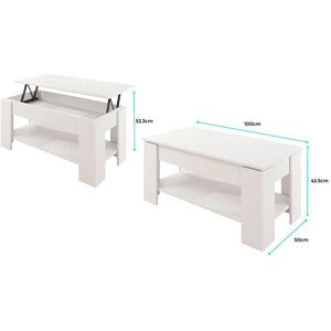 Muebles Bonitos Nicoleta Mesa de centro ajustable blanca Muebles Bonitos Nicoleta Mesa de centro ajustable blanca