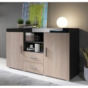 Muebles Bonitos - Roque Noir brillant avec Sonoma Buffet 140x82x40cm - Publicité Muebles Bonitos - Roque Noir brillant avec Sonoma Buffet 140x82x40cm - Publicité