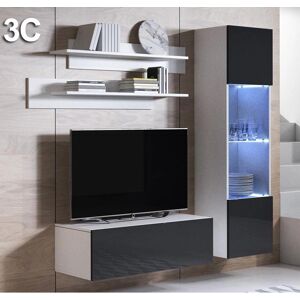 MB Moebel Luke 3C Conjunto de Mueble de Salón Moderno - Blanco con Negro MB Moebel Luke 3C Conjunto de Mueble de Salón Moderno - Blanco con Negro