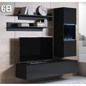 Muebles Bonitos - Conjunto Modular de Mueble de TV y Mural - Negro Muebles Bonitos - Conjunto Modular de Mueble de TV y Mural - Negro