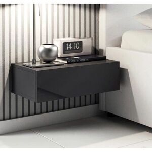 MUEBLES BONITOS Comodino da parete - Spazio di archiviazione moderno - Nero MUEBLES BONITOS Comodino da parete - Spazio di archiviazione moderno - Nero