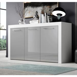 MUEBLES BONITOS Aparador Moderno Blanco/Gris 3 Puertas MUEBLES BONITOS Aparador Moderno Blanco/Gris 3 Puertas