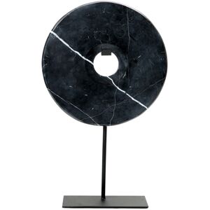Disque en Marbre Noir sur Support - L - Statue Décorative - Publicité Disque en Marbre Noir sur Support - L - Statue Décorative - Publicité